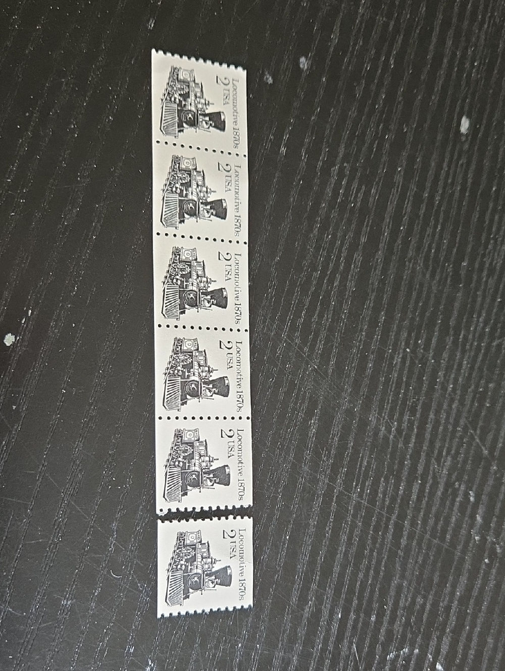 Vintage 2¢ Locomotive Train Stamp Strip - Black on White